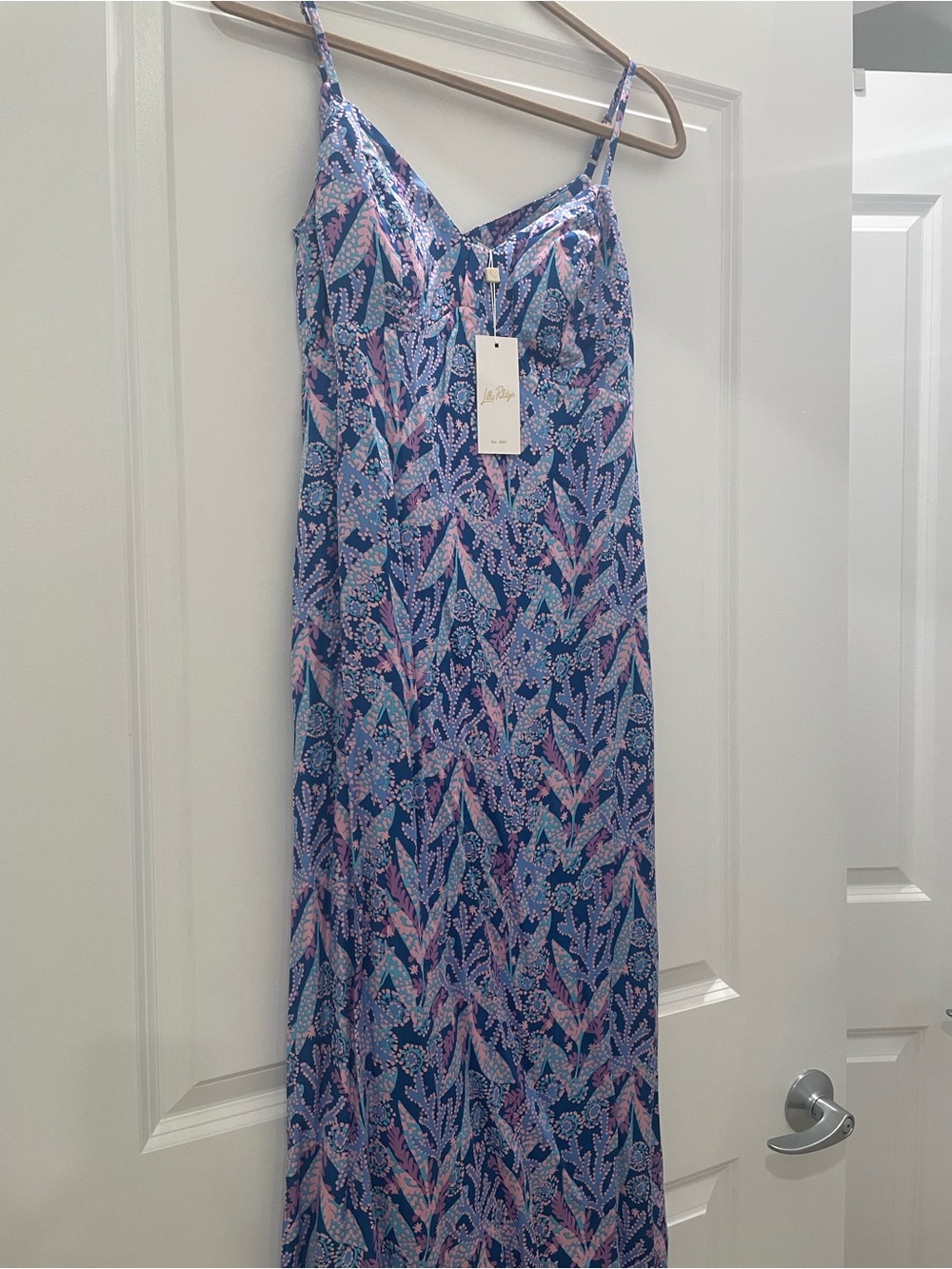 Lilly Pulitzer Blue and Pink Floral Maxi Dress
